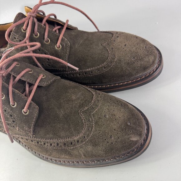 New Polo Ralph Lauren Brown Suede Norbeck Wingtip Vibram Sole Leather Shoes 9 D main image 7